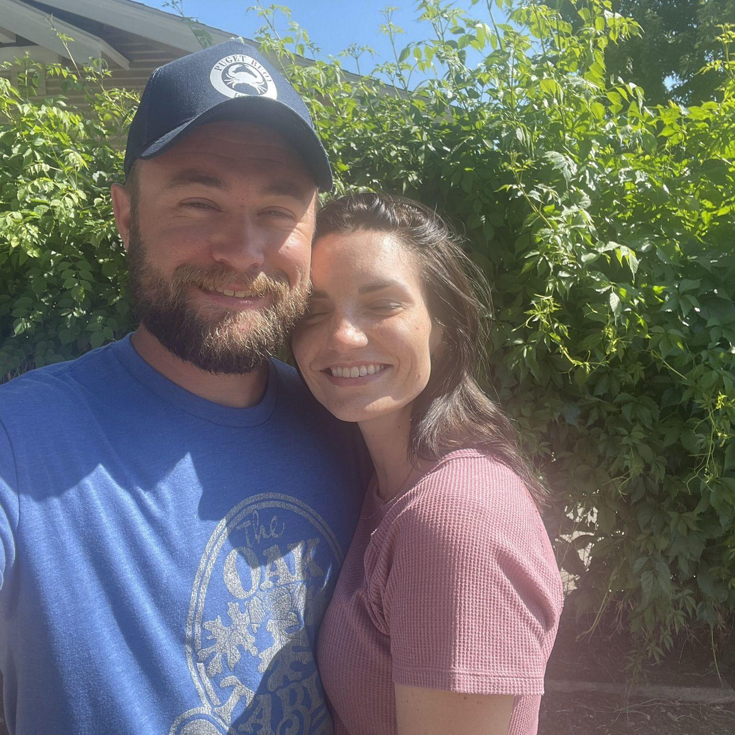 Our first selfie, and the first of many selfies with Becca's eyes closed.