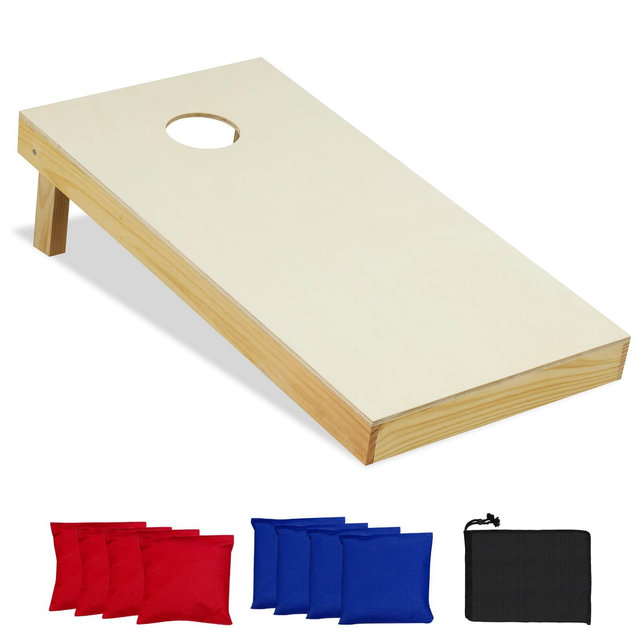 Costway 1 PCS 4'x 2' Portable Corn Hole Game Board Includes 8 Bean Bags Solid Wood