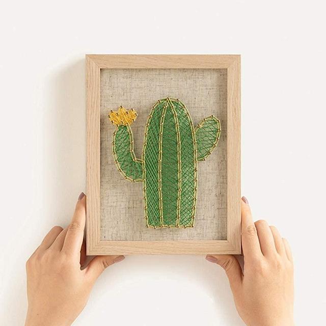 RM Studio DIY String Art Kit with Accessories and Frame for Kids Students Adults Beginners Home Wall Decorations Unique Gift (Cactus)