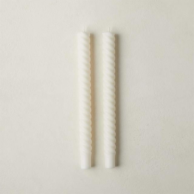 Warm White Twisted Taper Candles Set of 2