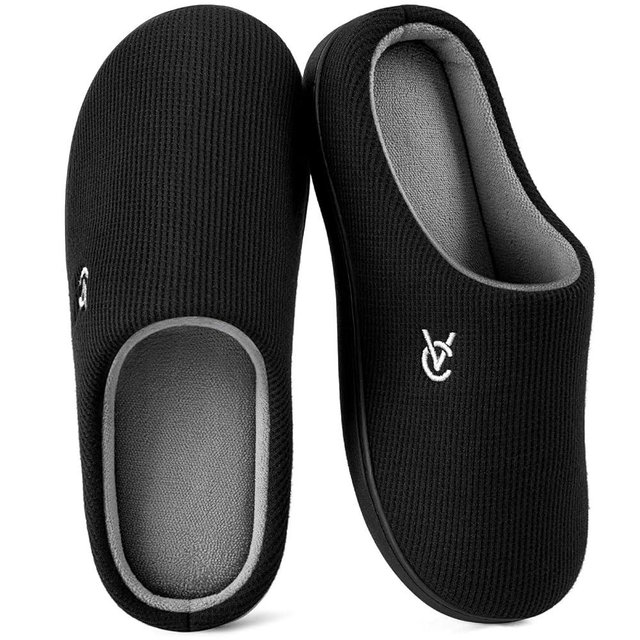 VeraCosy Women's Two-Tone Slippers Soft Comfy Knit Memory Foam Non-slip Indoor Outdoor House Shoes