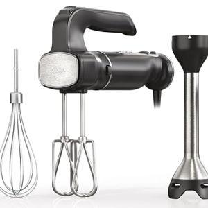 Ninja Hand Mixer, Immersion Blender, Foodi Power Mixer System, 750-Peak-Watt Handheld Emulsion Blender & Electric Hand Mixer Combo With Whisk, Beaters & 3-Cup Blending Vessel,120 volts, Black CI101