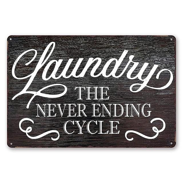 Goutoports Laundry Room Vintage Metal Signs Laundry Never Ending Cycle Decorative Signs Wash Room Home Decor Art Signs 7.9x11.8 Inch