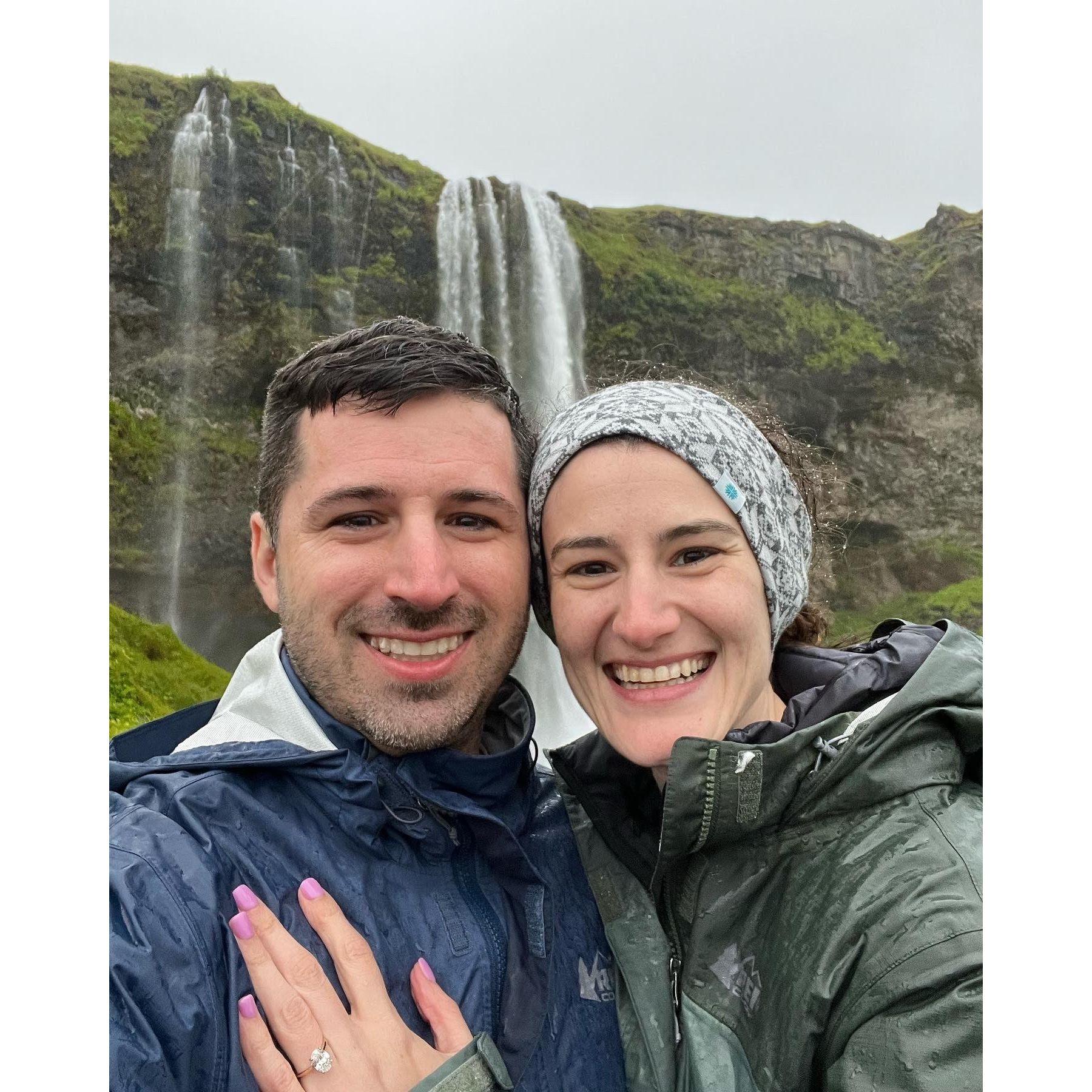 Right after we got engaged behind the waterfall in Iceland
