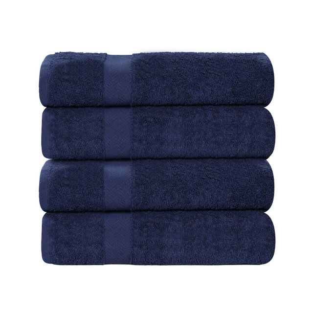 Quick-Drying Cotton Bath Towels, Set of 4, Navy Blue - Blue Nile Mills
