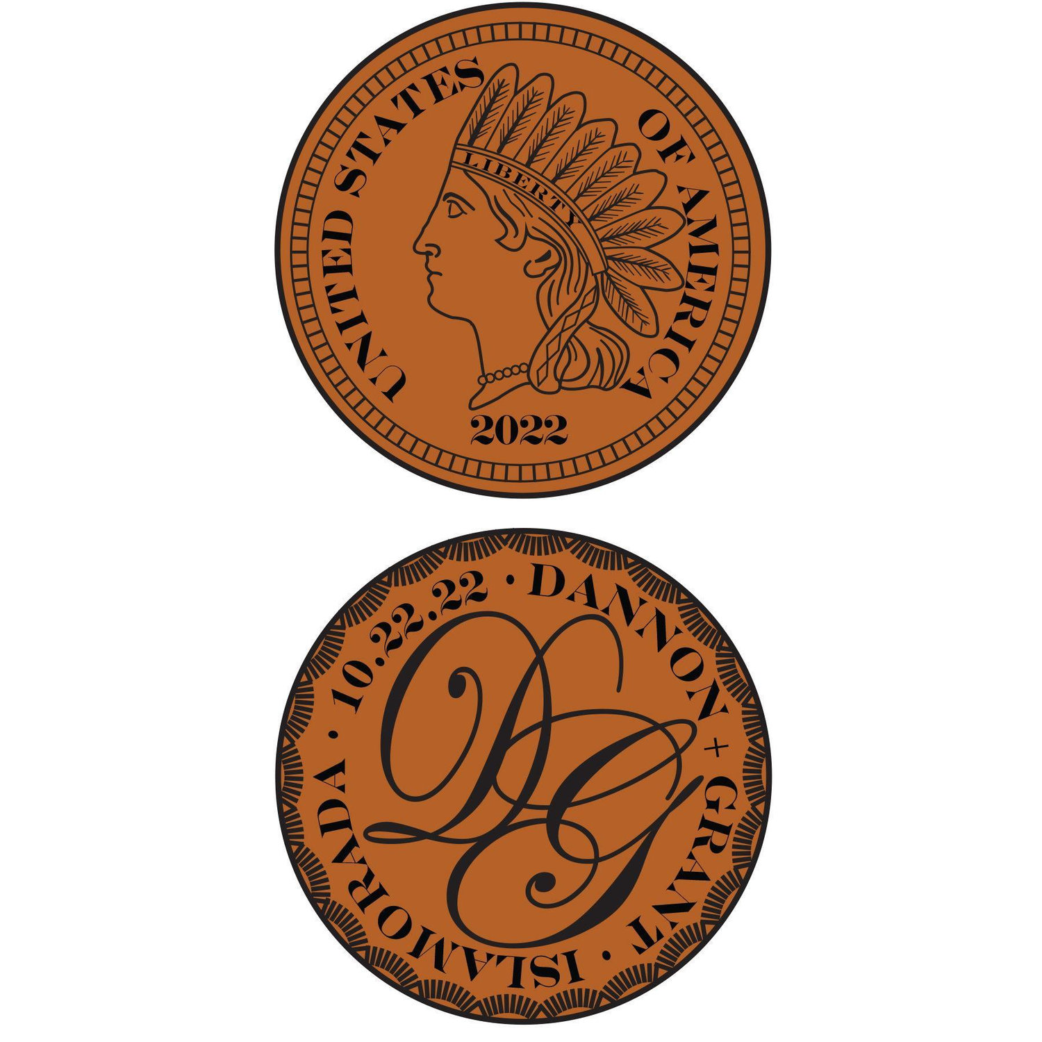 Engagement coin designed by Poppie!