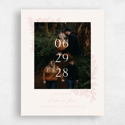 Dusty Peach, Pink Wedding Save the Date - Caleania Photo