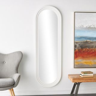 Wooden Oval Room Wall Mirror with Carved Frame