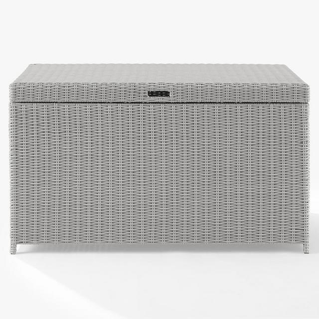 Jammie Outdoor Wicker Pool Storage Bin, Gray, 52"L