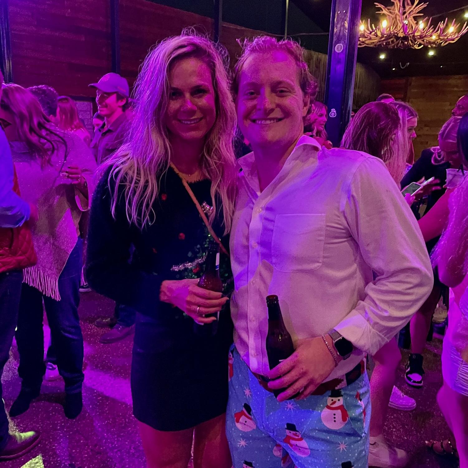 First photo together!! Katie was a bit in shock by the pants 😆