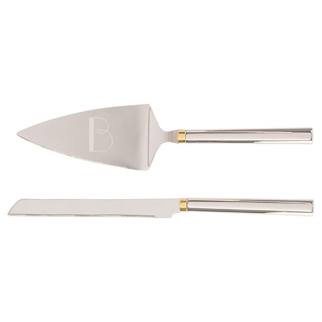 "B" Cake Serving Set Gold/Silver