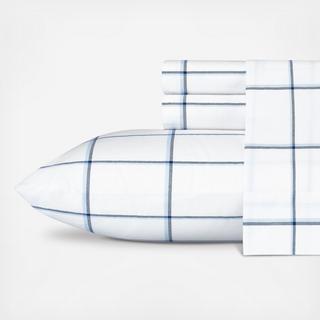 Windowpane Percale 4-Piece Sheet Set