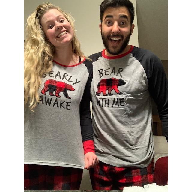 Michaels mom bought everyone matching pajamas for the Great Wolf Lodge. We had to stop and take a quick selfie, Katherine was bearly awake so we had to do it quickly before she fell asleep haha!