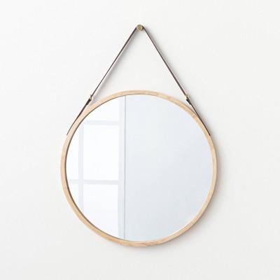 26" Wood Mirror with Pleather Strap Hanger - Threshold™ designed with Studio McGee