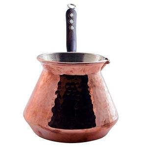 CopperBull THICKEST Solid Hammered Copper Turkish Greek Arabic Coffee Pot Stovetop Coffee Maker Cezve Ibrik Briki with Wooden Handle, Thick 2 mm (Xlarge - 15 Oz)