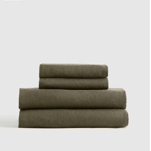 European Linen Sheet Set - Queen- Dusty Olive