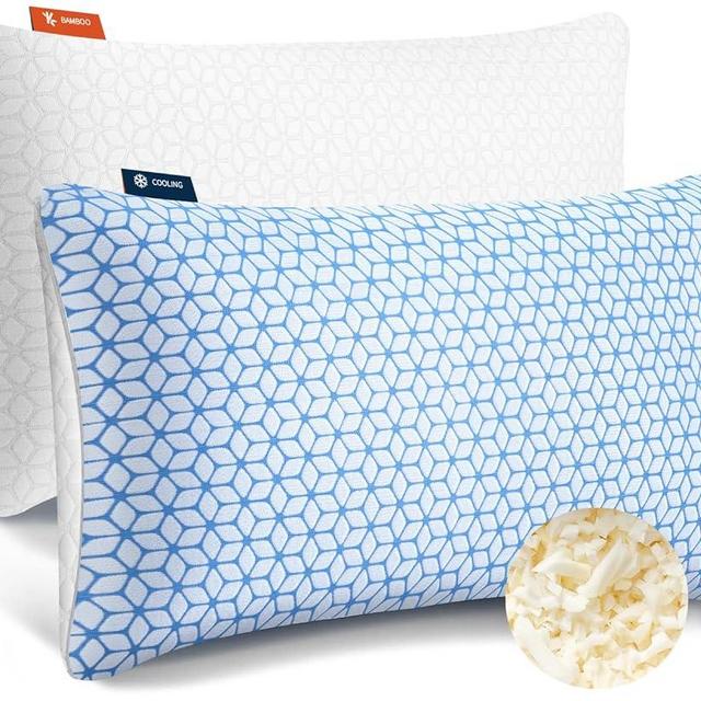 Love Attitude Standard Pillows Set of 2, Firm Pillows Standard Size for Bed Shredded Memory Foam Pillows Adjustable, Cooling Pillow Soft and Supportive for Side Back Stomach Sleepers