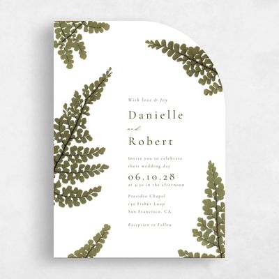 White Half arch Wedding Invitation - Dane Portrait