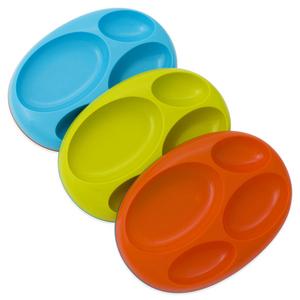 Boon® PLATTER Edgeless Non-Skid Divided Plate in Teal/Lime/Orange (Set of 3)