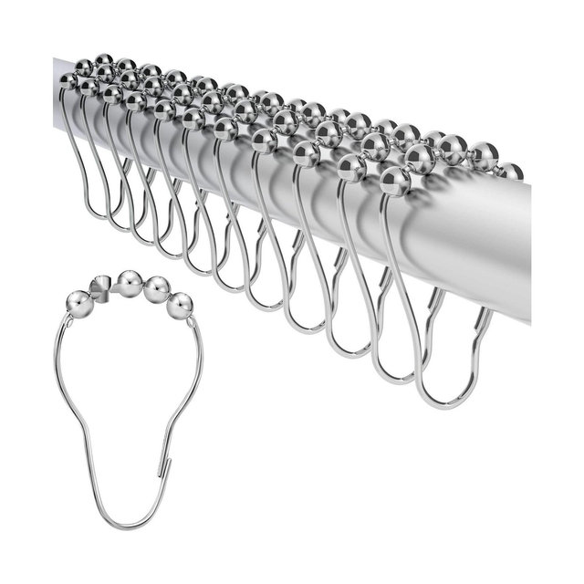 LIBA Shower Curtain Rings - Set of 12, Rustproof Stainless Steel