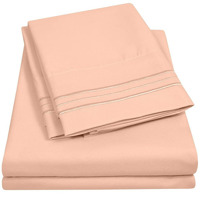 1500 Supreme Collection Extra Soft Queen Sheet Set, Peach - Luxury Bed Sheet Set with Deep Pocket Wrinkle Free Hypoallergenic Bed Sheets, Queen Size, Peach