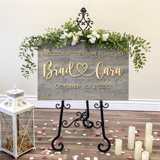 Wedding Sign, Wedding Welcome Sign, Welcome Wedding Sign Wood, Wedding Signage, Wooden Wedding Sign, Heart Name Sign, 3D Wedding Sign