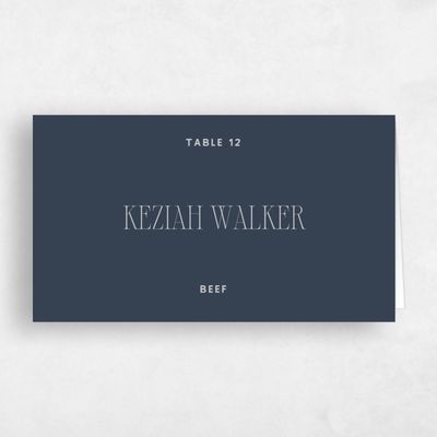Grayed Navy, Blue Wedding Place Card - Solange