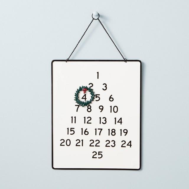 Metal Advent Calendar with Wreath Magnet Black/Cream - Hearth & Hand™ with Magnolia