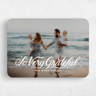 White Rounded Holiday Card - Grateful