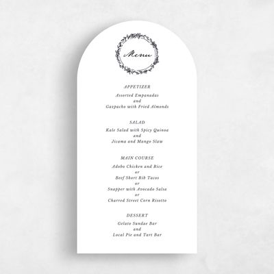 White Arch Wedding Menu - Violet