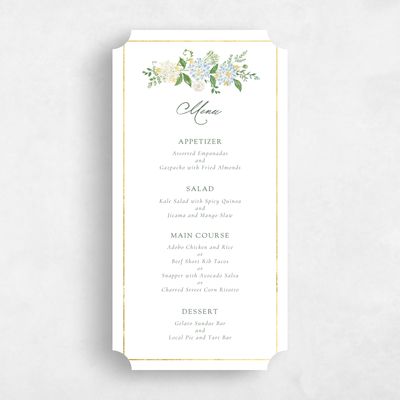 White Ticket Wedding Menu - Speranza Foil