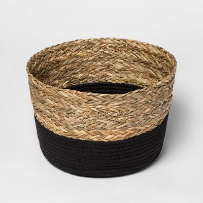 Round Basket in Braided Matgrass &#38; Black Coiled Rope - Threshold&#8482;