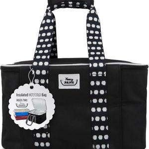 Fancy Panz - Black Insulated Casserole Carrier Bag - Insulated Thermal Bags for Hot & Cold Food Holds 2 Standard Size Fancy Panz - 2 Pockets - Food Container - Hosting Essentials