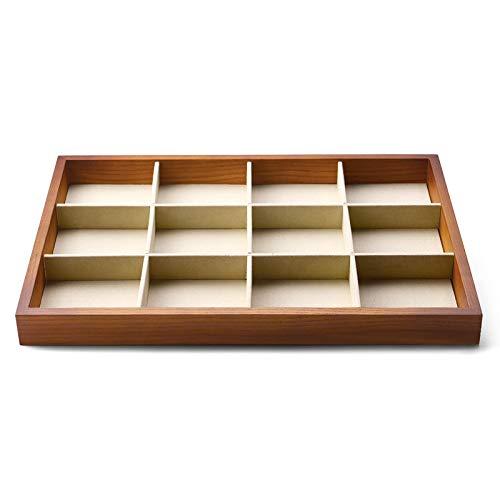 12 Grids Wood Jewelry Organizer Tray Stackable