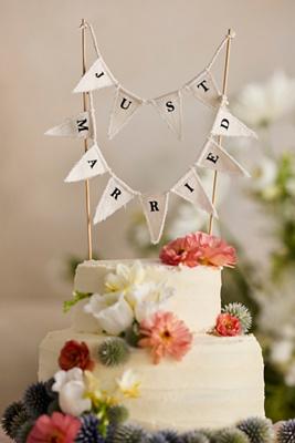 Just Married Pennant Cake Topper