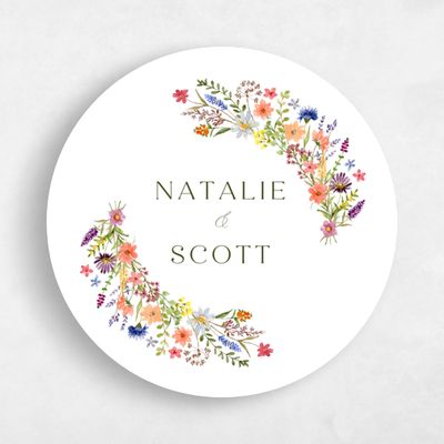 Dark Olive, White Wedding Sticker - Spasso