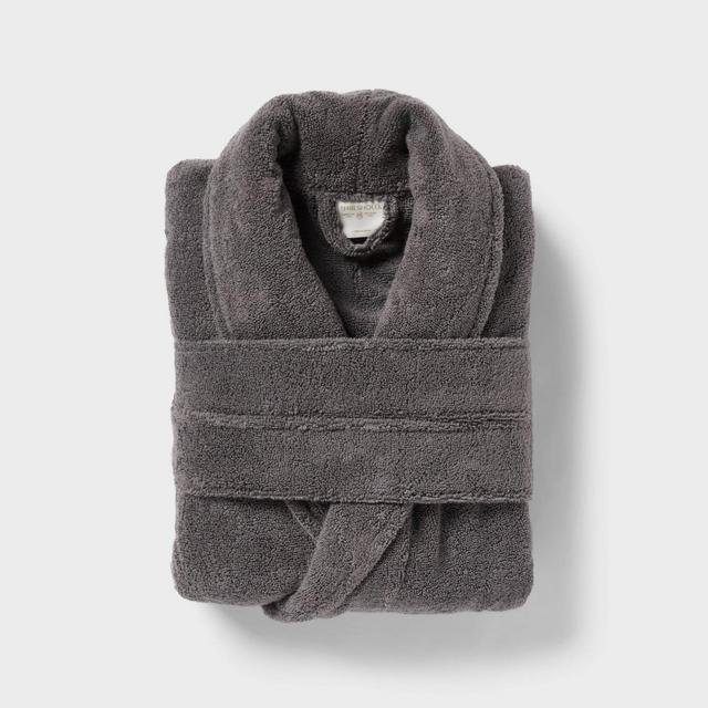 S/M Spa Plush Bath Robe Dark Gray - Threshold™
