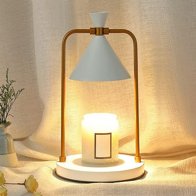 Metal Vintage Candle Warmer Lamp dimmable Light Candle Wax Warmer Lamp Aromatic Candle Holders for Home Decoration (White)
