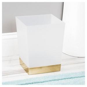 Square Bathroom Wastebasket Frost/Soft Brass - InterDesign®