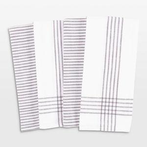 Monaco Frost Grey Cotton Terry Kitchen Towels, Set of 4 | Crate & Barrel