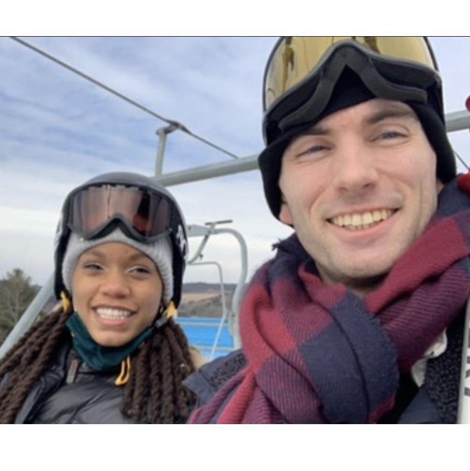 Skiing with friends. Happy place for Isaac. Scary place for Naia.