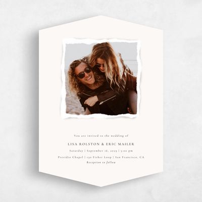 Beige Diamond Wedding Invitation - Jayden Photo