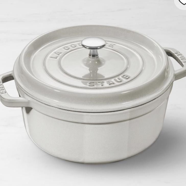 Staub Enameled Cast Iron Round Dutch Oven - white truffle, 7 qt