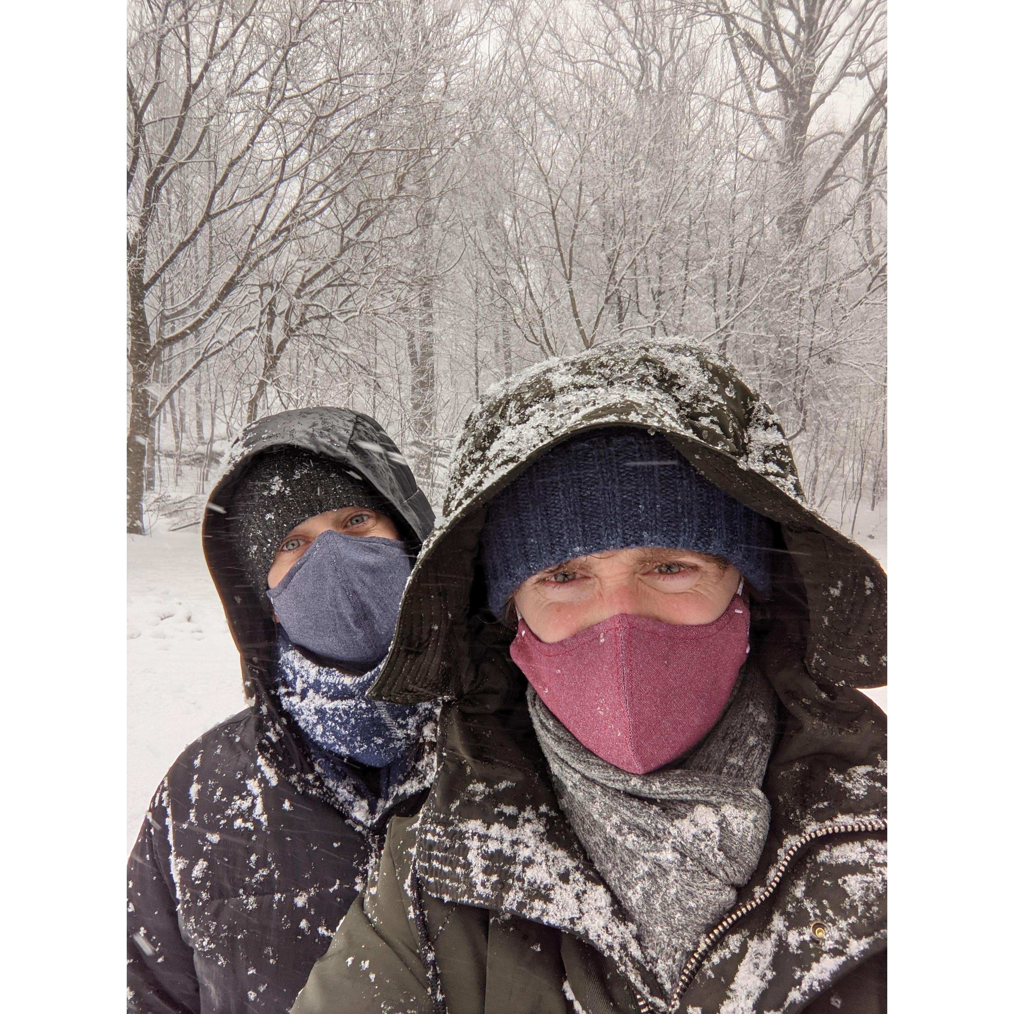 Chilling in Prospect Park during the blizzard of 2021.