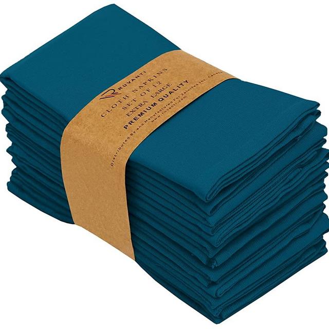 Ruvanti Kitchen Cloth Napkins 12 Pack 18X18 Inch Dinner Napkins Soft, Comfortable, Reusable Napkins, Durable Linen Napkins, Perfect Table Napkins, Midnight Napkins for Dinners, Parties & Wedding.