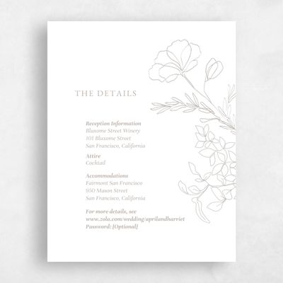 Grey Floral Wedding Enclosure - Essenza Letterpress