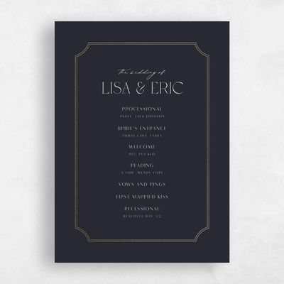 Ebony, Black Wedding Program - Rothenburg Foil