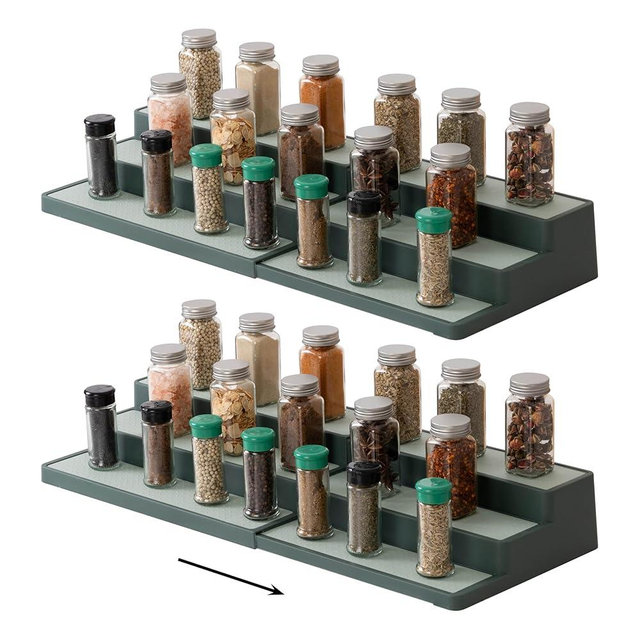 SIMPLEMADE 3-Tier Spice Rack Organizer - Versatile Storage Shelf for Kitchen, Bathroom, Bedroom & Office, Set of 2, Expandable Sage