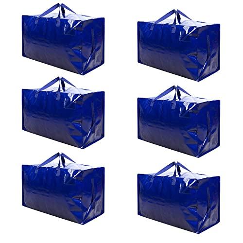 VENO Thick Over-sized Organizer Storage Bag with Strong Handles and Zippers for Travelling, College Carrying, Moving, Camping, Christmas Decorations Storage, Made of Recycled Material (6 Packs)