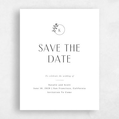 White Simple Wedding Save the Date - Positano Portrait